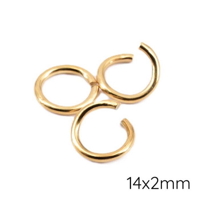 Open jump rings - Golden stainless steel- 14x2mm (3)