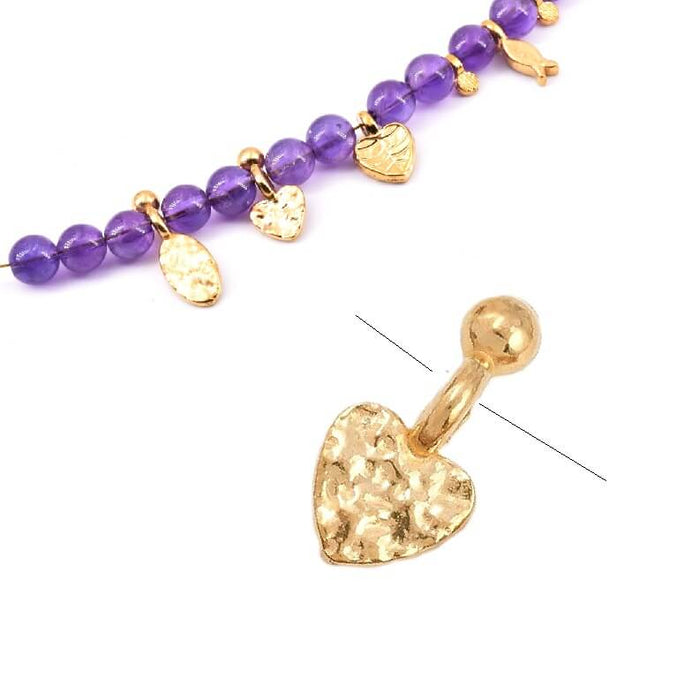 Heart bead -Golden stainless steel - 4mm - Hole: 0.8mm (2)