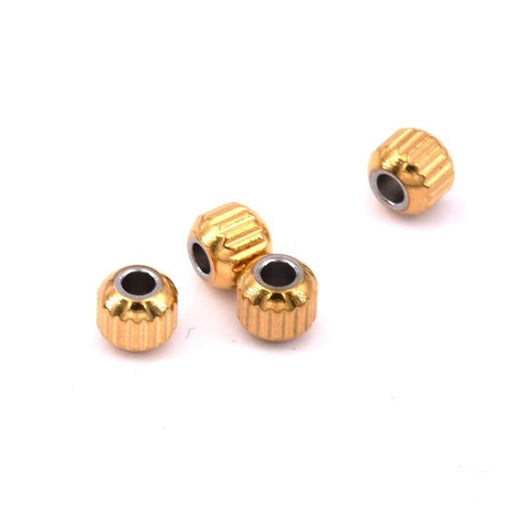 Rondelle bead golden Stainless steel 4x3.5mm - Hole: 1.6mm (4)