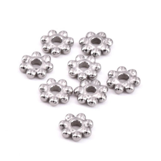 Rondelle bead gold steel diamond cut - 4x3.5mm - Hole: 1.6mm (8)