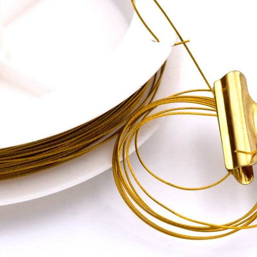 Steel wire with nylon coating - 0.38mm - Golden bronze-plated - spool (50m)