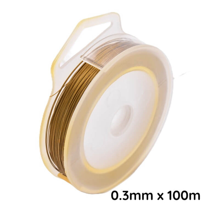 Golden steel cable with bronze finish and nylon coating - 0.30mm (100m)
