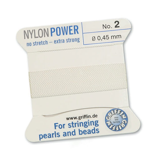 White nylon thread NYLONPOWER 0.45mm per 2m with needle (1)