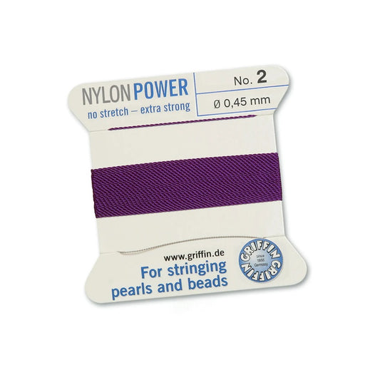 Amethyst purple nylon thread NYLONPOWER 0.45mm x 2m with needle (1)