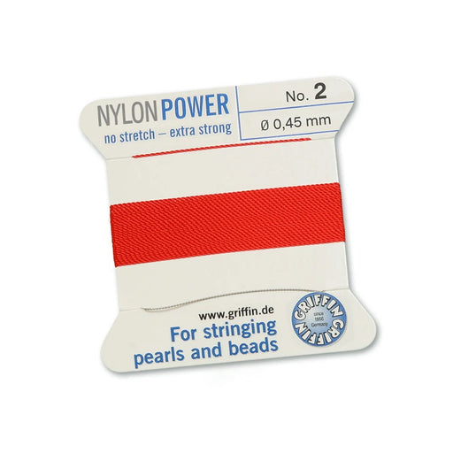 Red nylon thread NYLONPOWER 0.45mm x 2m with needle (1)