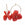 Beads wholesaler  - Red floral earrings with 3 petals on 30mm golden steel hoops (1 pair)