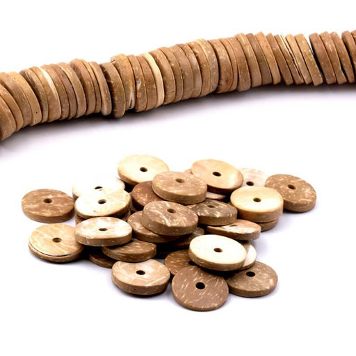 Beige coconut heishi beads 22x4-5mm - Hole: 3mm (100)