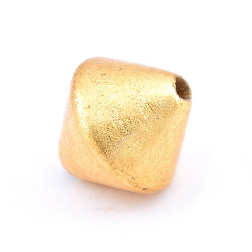 Perle toupie en bois doré à la feuille d'or 30mm - Trou: 3mm (1)