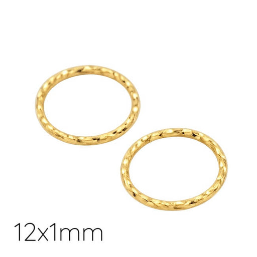 Buy Closed jump rings link - light golden brass striated -12x1mm (2)