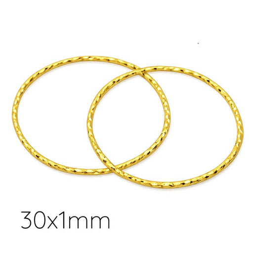Buy Closed jump rings link - yellow golden brass striated 30x1mm (2)