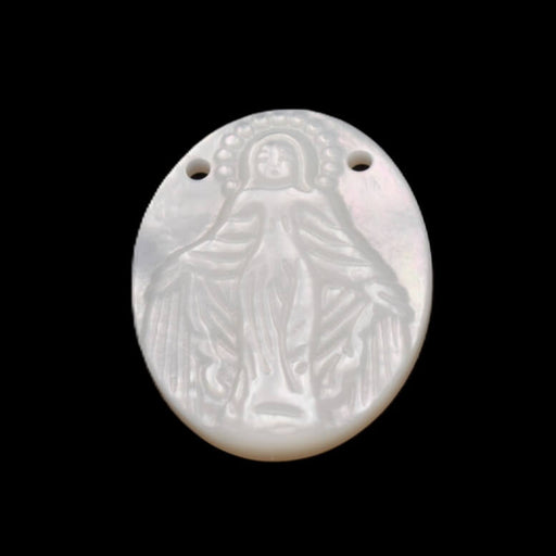 White shell - Virgin Mary oval Medal - 20x15mm (1)