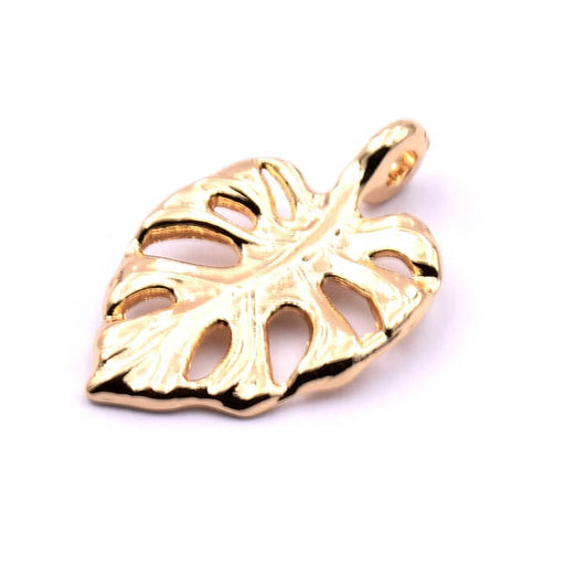 Leaf charm Philodendron montsera flash gold 20x13mm (1)