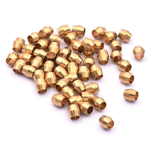 Buy Bicone bead raw brass 4x4mm - Hole: 1.5mm (20)