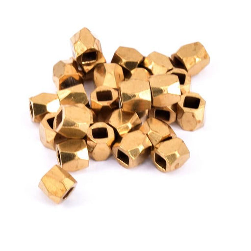 Buy Faceted Cube Spacer Bead Raw Brass 3mm - Hole: 1.5mm (10)