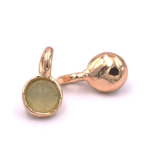 Prehnite round charm pendant golden brass light gold 7mm (1)