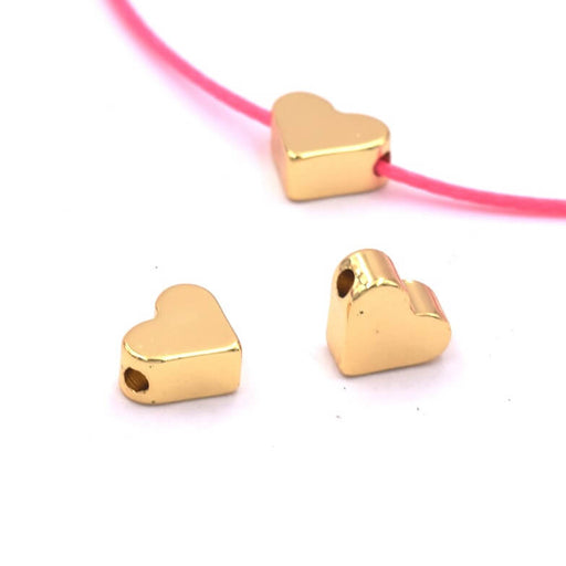 Buy Heart bead Brass flash gold - 6x7x3mm - Hole: 1.2mm (2)