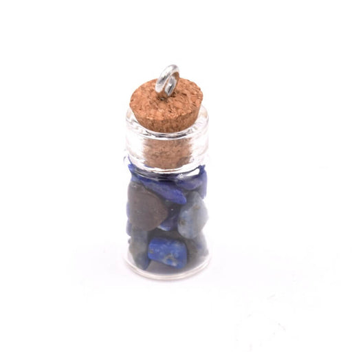 Buy Glass bottle pendant with Lapis Lazuli chips 18x10mm (1)