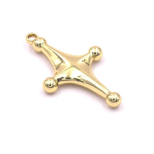 Buy Star cross pendant Light gold metal 29x17x3.5mm - hole: 1.4mm(1)