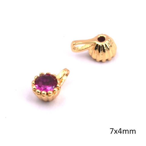 Buy Charm pendant Round zircon red rose gold quality 7x4mm (1)