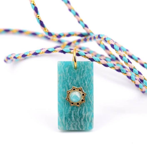 Buy Amazonite rectangle pendant and Amazonite cabochon 25x14mm (1)