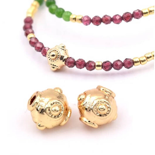 Buy Beaded bicone bead in golden brass 6mm - Hole: 1.2mm (2)