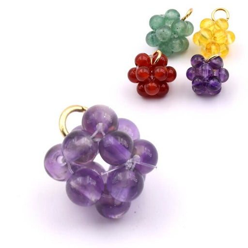 Buy Purple Dyed Quartz Beaded Ball Pendant 11-12mm (1)