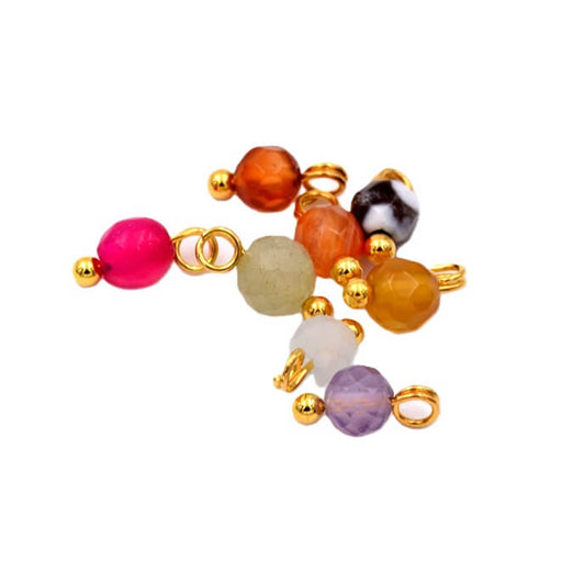 Pendant charm mix stones 4mm - Hole: 1mm (8)