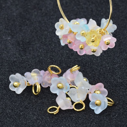 Pendant charm flower mix pastel colours 6mm - Hole: 2mm (10)