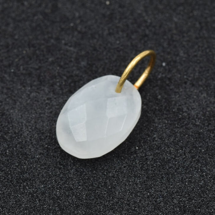 Faceted Moonstone Oval Pendant 14x11mm and Brass Ring (1)