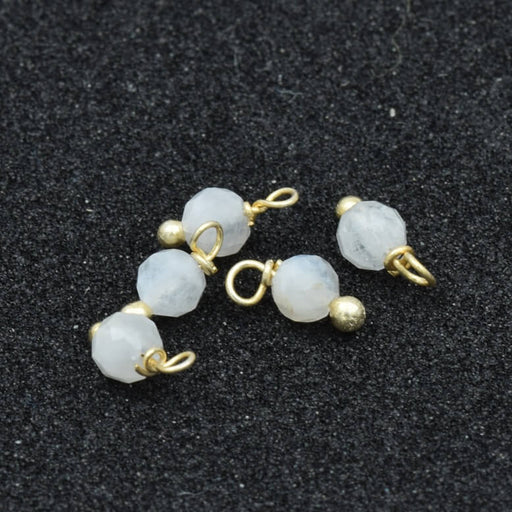 Buy Faceted Moonstone Charm 3.5mm Golden Brass pin - Hole: 0.8mm (5)