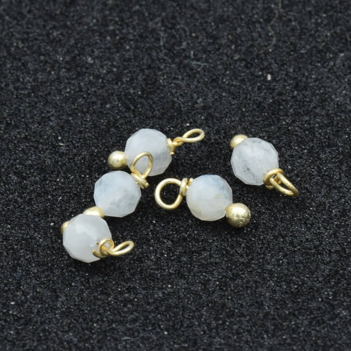 Faceted Moonstone Charm 3.5mm Golden Brass pin - Hole: 0.8mm (5)