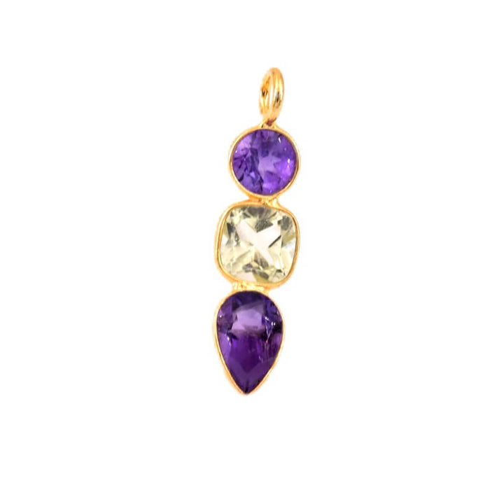 Amethyst and citrine pendant 21x7mm - Hole: 2mm (1)