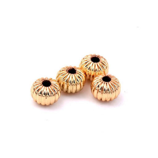 Grooved rondelle bead - Goldenbrass - 6x5mm - Hole: 1mm (4)
