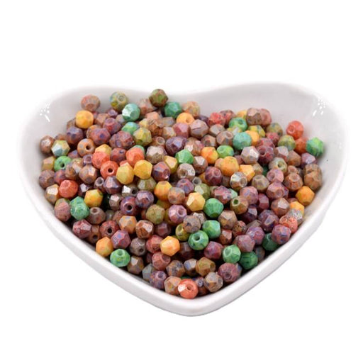 Perle facettes bicone mix picasso 4mm (50)