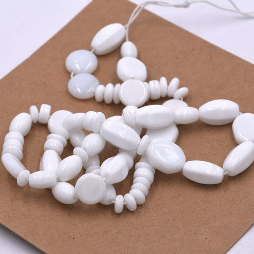 Buy Czech glass bead mix shape Opaque White Mix 2-12mm (1strand-41cm)