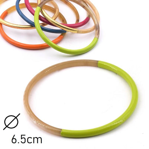 Horn bangle bracelet lacquered Love bird green - 65mm - Thickness: 3mm (1)