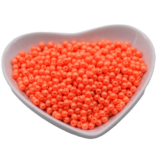 Buy Czech round beads pearly Neon Light Orange 3mm (30)