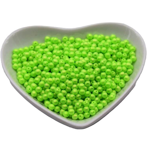 Buy Czech round beads pearly Neon Lime 3mm (30)