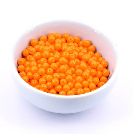Firepolish round bead opaque bright orange 4mm (50)