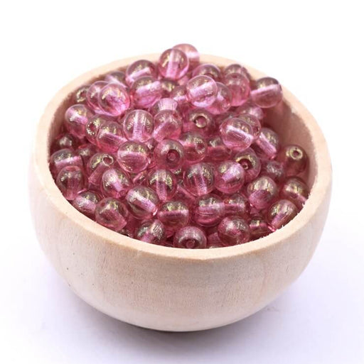Buy Czech Glass Round Beads Luster Transparent Topaz Pink 6mm (50 beads)