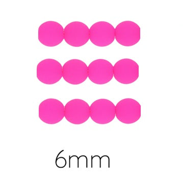 Czech Glass Round Beads fluo Neon pink - 6mm (50 perles)