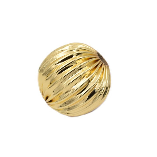 Grooved round beads - golden brass - 15mm - Hole: 3.5mm (1)