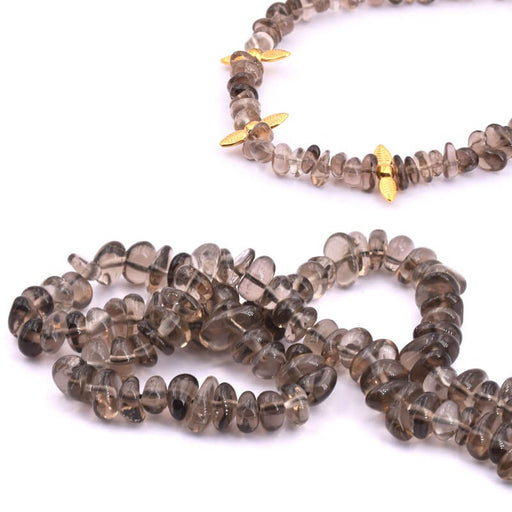 Smoky quartz rounded nugget chips bead 6-12x2-5mm - Hole: 1mm (1 Strand-39cm)