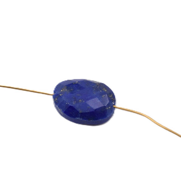 Oval faceted Lapis Lazuli bead - 11x8mm - Hole: 0.6mm (1)