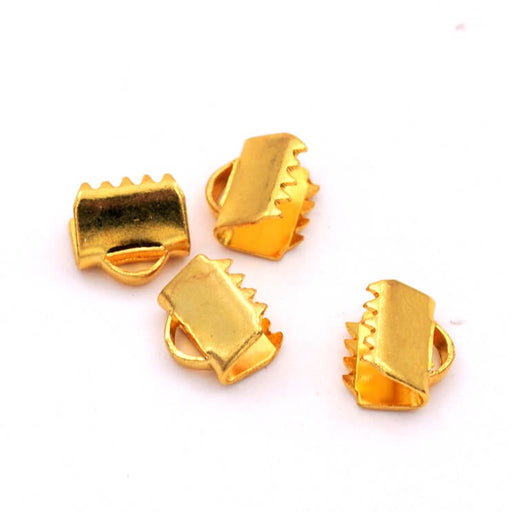 Claw end caps for ribbon cord - golden stainless steel - 7x6mm (4)