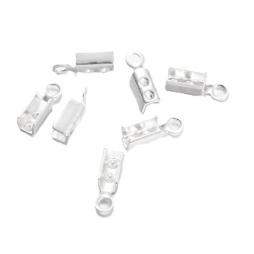Cord clip - Silver-plated - 10x3.5mm - Hole: 1.2mm (4)