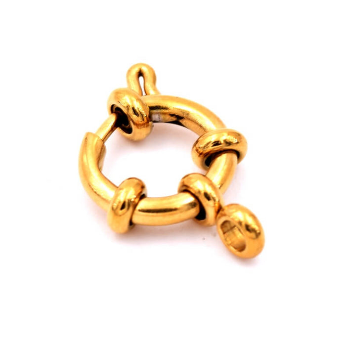 Golden stainless steel round buoy clasp - 12mm - Hole: 2mm (1)
