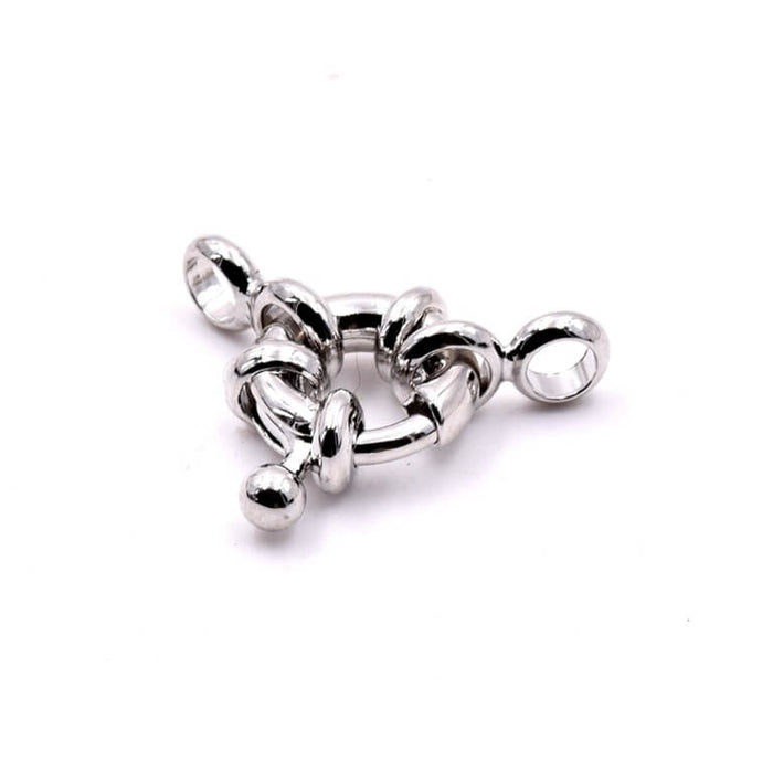 Round buoy clasp - Rhodium-plated brass - 9mm - Hole: 3mm (1)