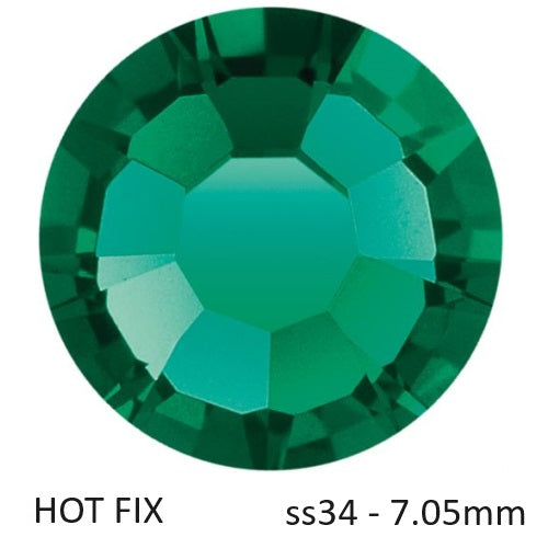 Buy Preciosa Flatback Hotfix Rhinestones Emerald - ss34-7.05mm (12)