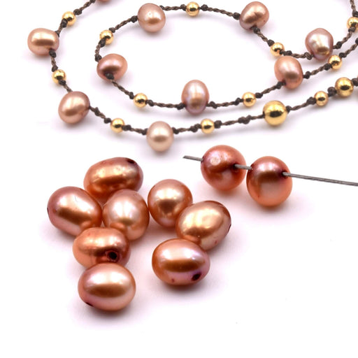 Buy Freshwater pearl drop cream coffee 6-7x5mm - Hole: 0.5mm (10)